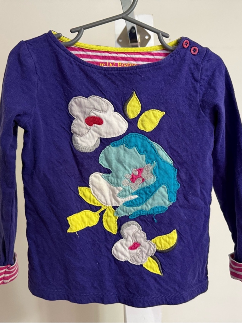 Mini Boden Flower Appliqué Shirt